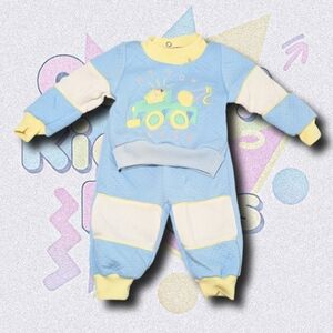 Vintage Childwise Bear Construction Truck Set | Blue & Yellow Colorblock